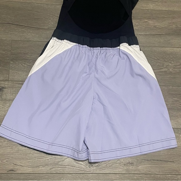 Free People FP Movement Double Bounce One Piece Black Purple Shortsie Romper S - Picture 9 of 12